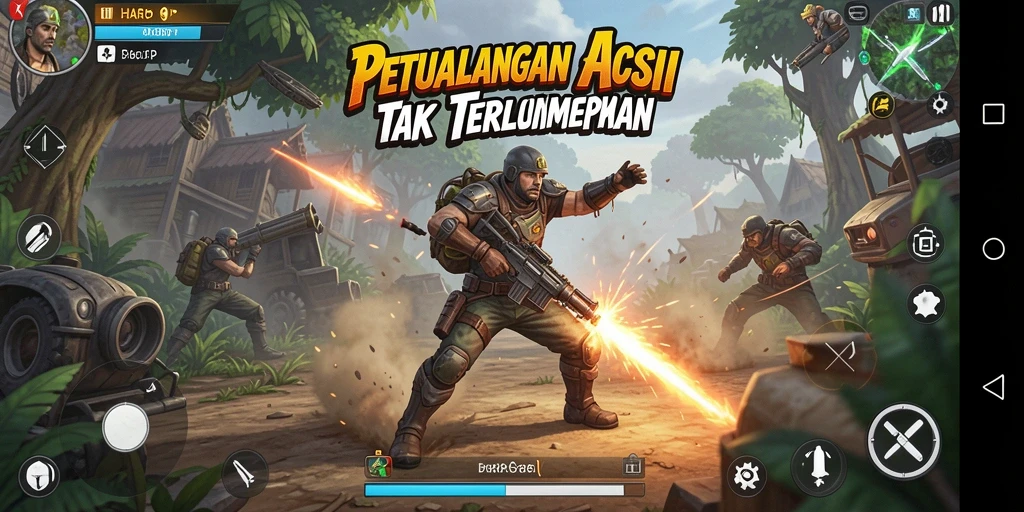 Tampilan gameplay intens dalam HARAPJP yang penuh aksi.