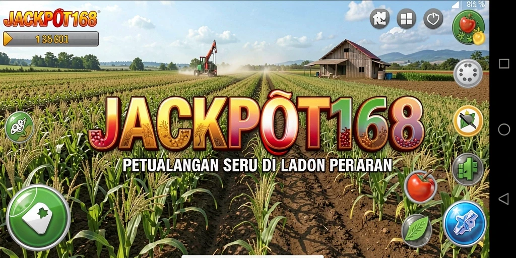 Gameplay menarik JACKPOT168 dengan pertanian yang subur.