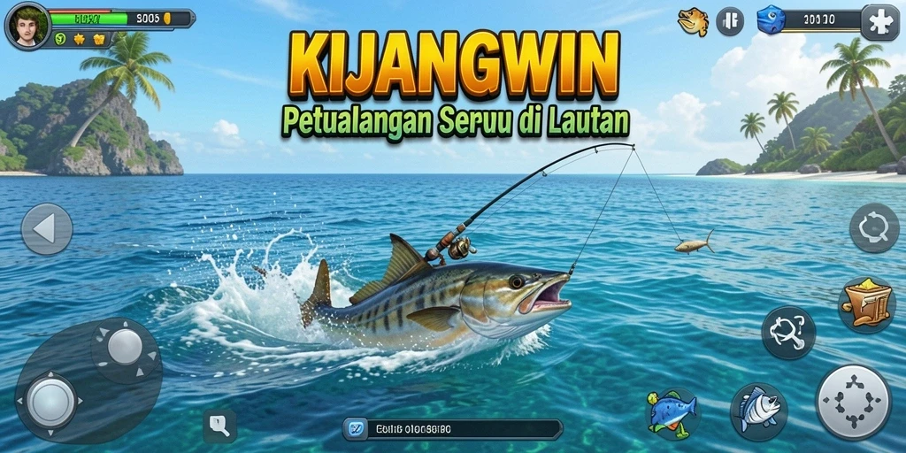 Tampilan gameplay KIJANGWIN yang menakjubkan saat memancing.