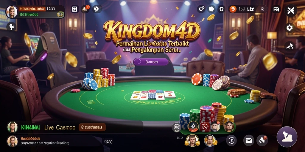 Screenshot gameplay KINGDOM4D yang menampilkan suasana Live Casino yang mendebarkan.