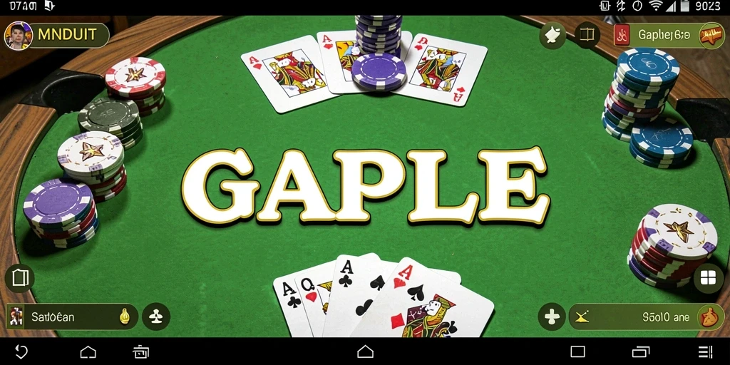 Screenshot gameplay MNDUIT menampilkan suasana permainan Gaple yang seru.