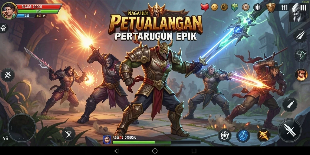 Tampilan seru gameplay pertarungan karakter di NAGA1001.