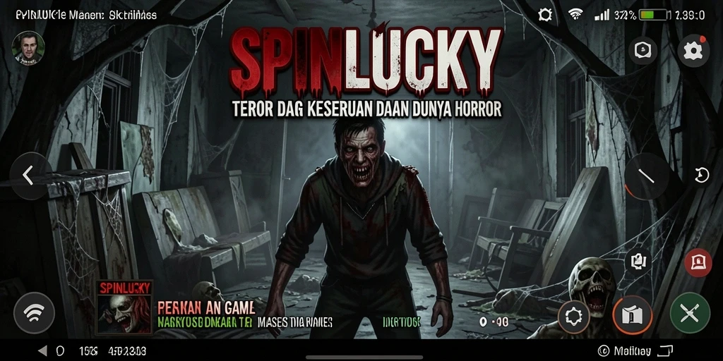 Tampilan gameplay SPINLUCKY dengan suasana Horror yang mencekam.