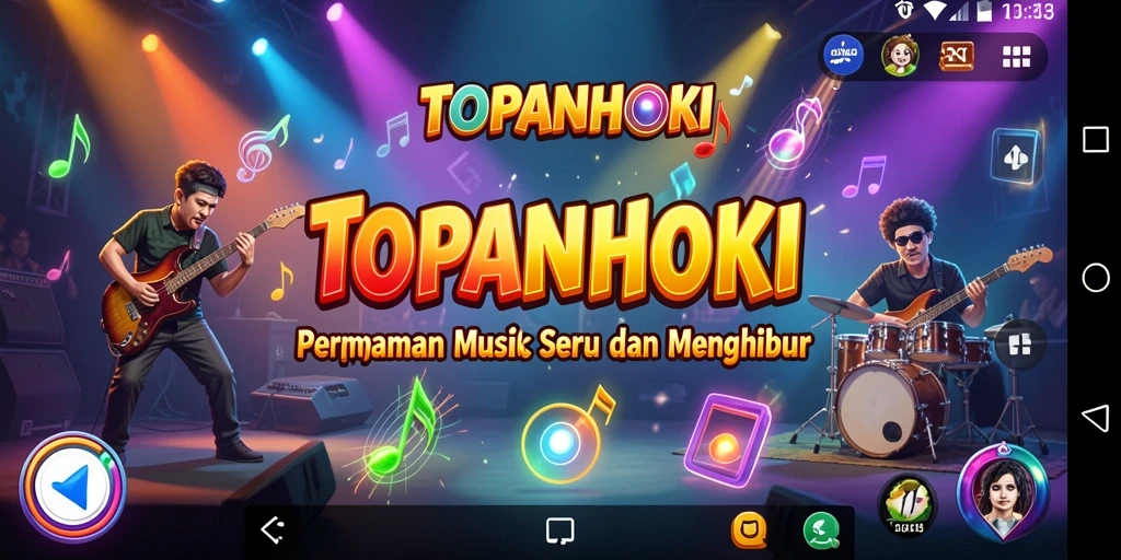 Screenshot gameplay dari TOPANHOKI yang menunjukkan aksi musik seru.