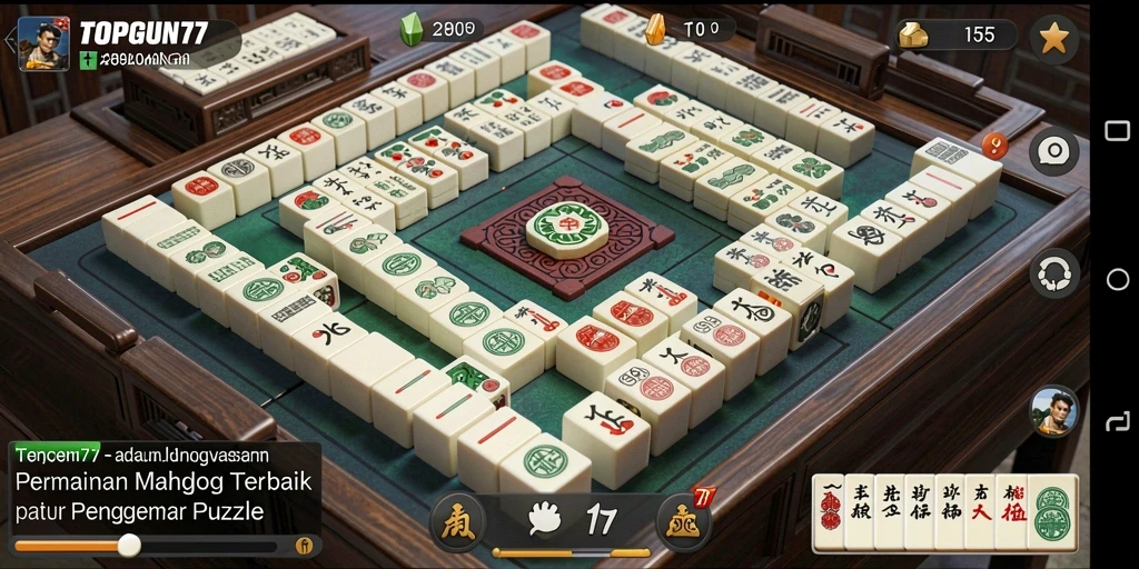 Tangkapan layar dari gameplay Mahjong di TOPGUN77 yang menarik.